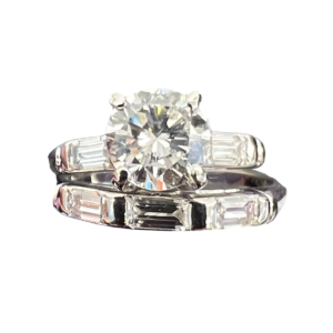 Diamond Platinum Engagement Ring Set 1.80 Carats