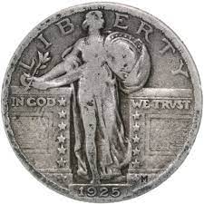 90 percent silver standing liberty quarter 1925