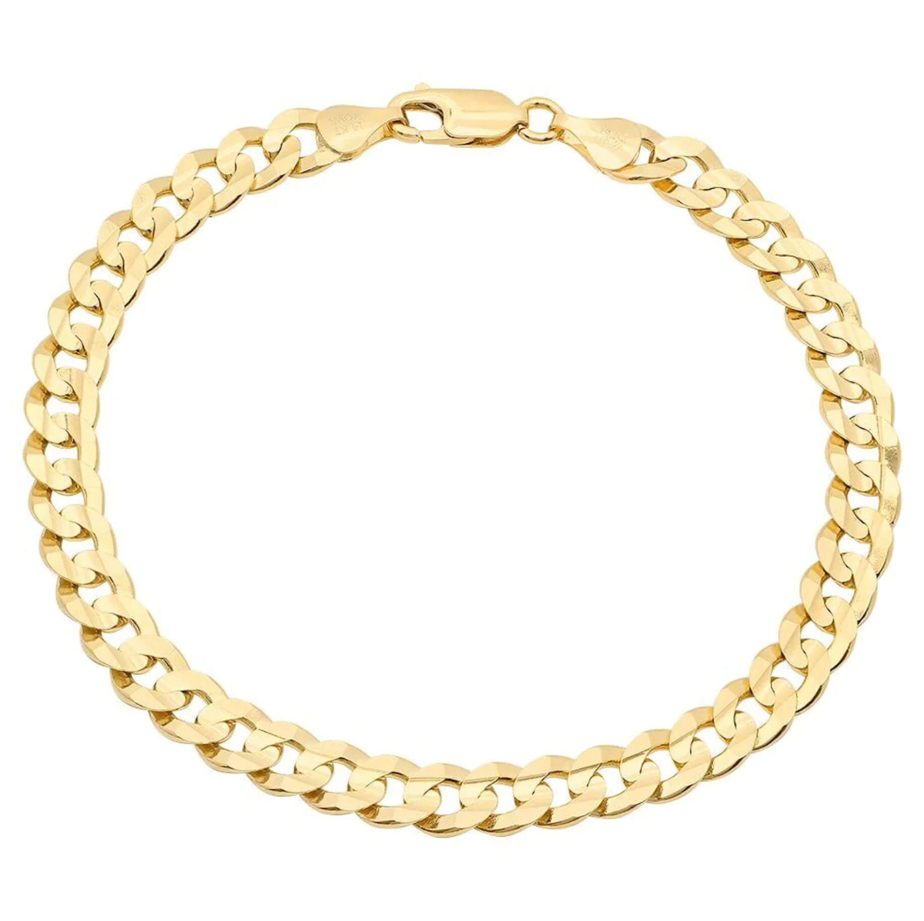 7mm Curb Link Bracelet in Solid 14K Yellow Gold | GoldBuyersUSA